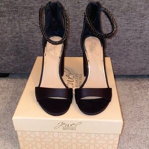 Jewel Badgley Mischka Black Ankle Strap Heels